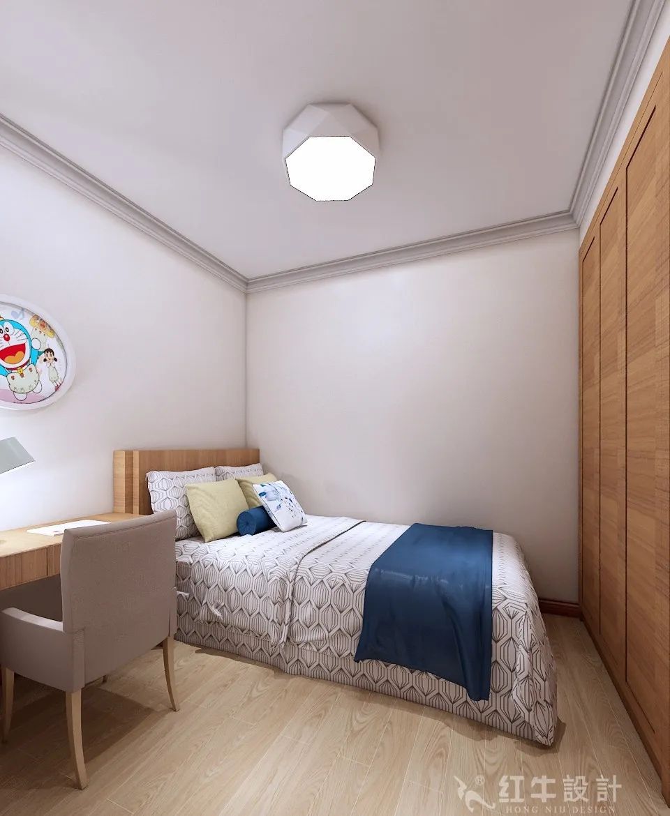 高灵慧_红牛设计--中垠紫金官邸89㎡（A户型）现代中式08效果图欣赏_次卧